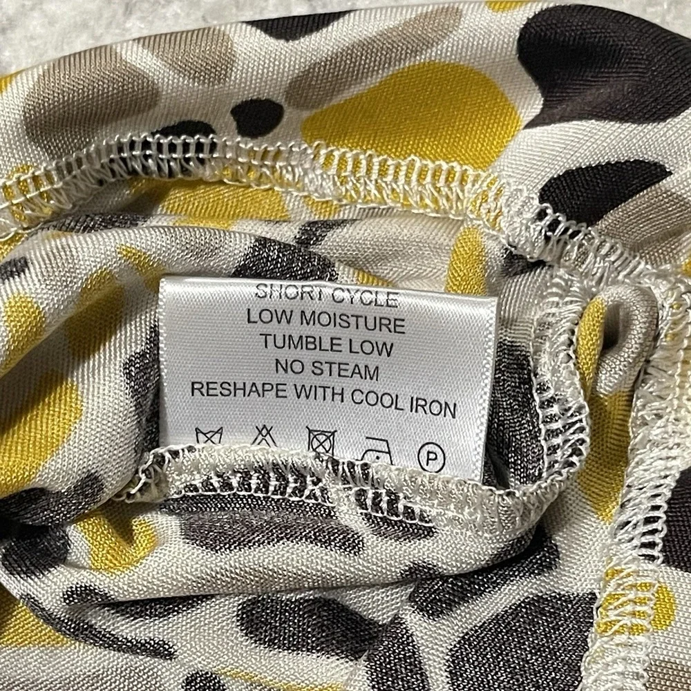 Tory Burch 100% Silk Dress Women Small Yellow‎ Geometric 3/4 Sleeve Button Knee